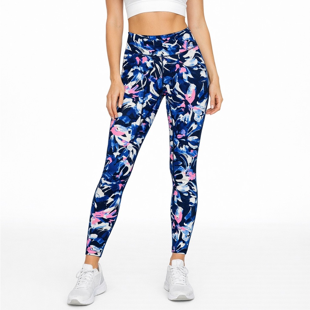 New Balance Size Medium High-Rise Pink and Blue Activewear Leggings